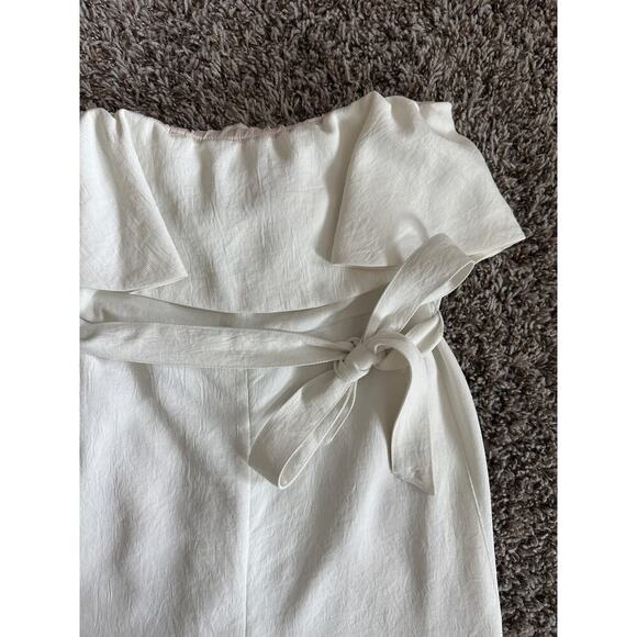 Aritzia Babaton Strapless White Flutter Capri Jumpsuit Romper Size 2 Bridal - Picture 5 of 9